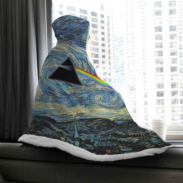 Starry Night Dark Side Of The Moon Van Gogh Pink Floyd Hooded Blanket Starry Night Dark Side Of The Moon Van Gogh Pink Floyd Hooded Blanket