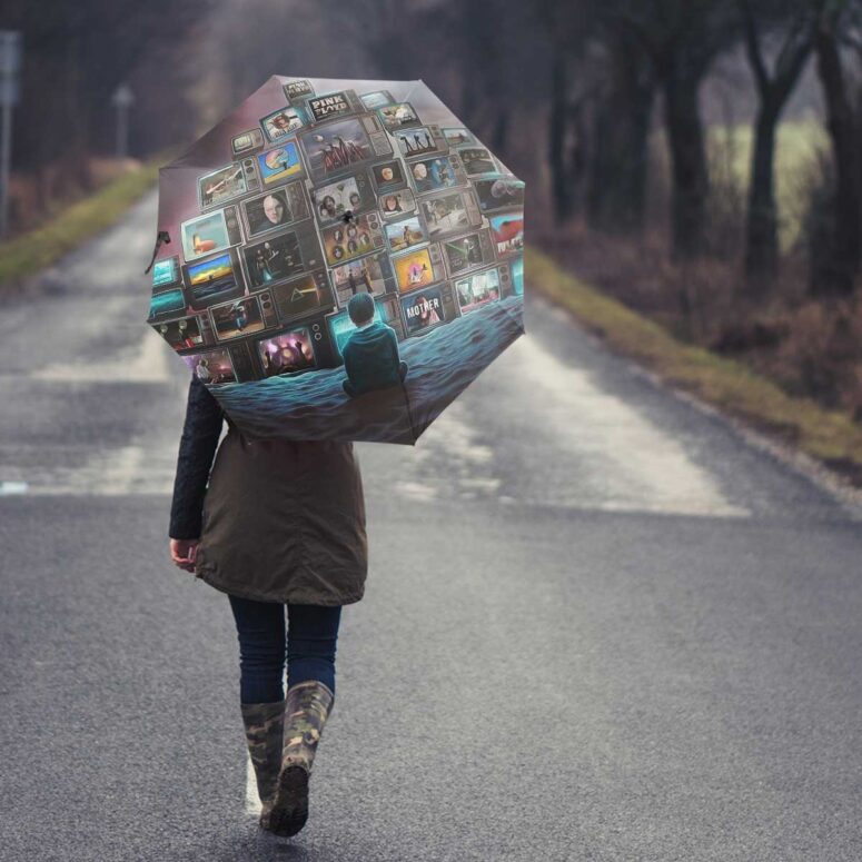 Pink Floyd Umbrella - Boy Watching Pink Floyd Show