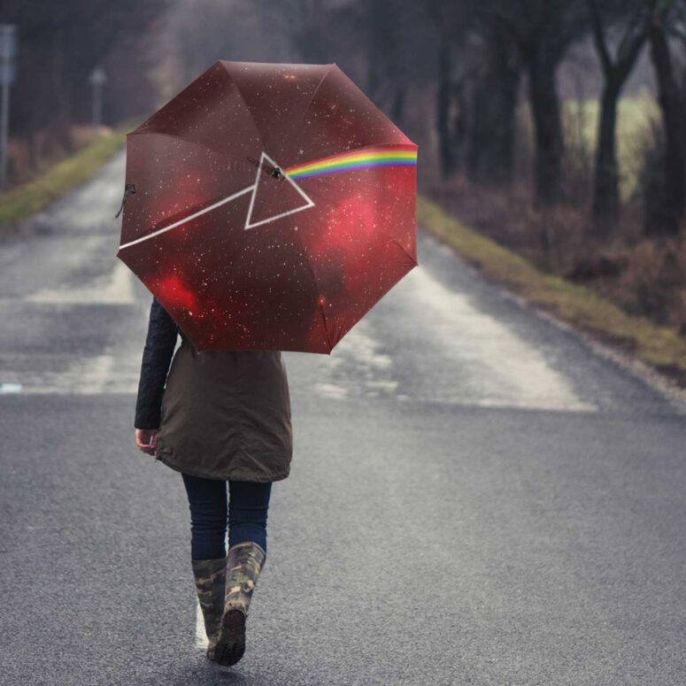 Pink Floyd Umbrella - Dark Side Of The Moon Art Red