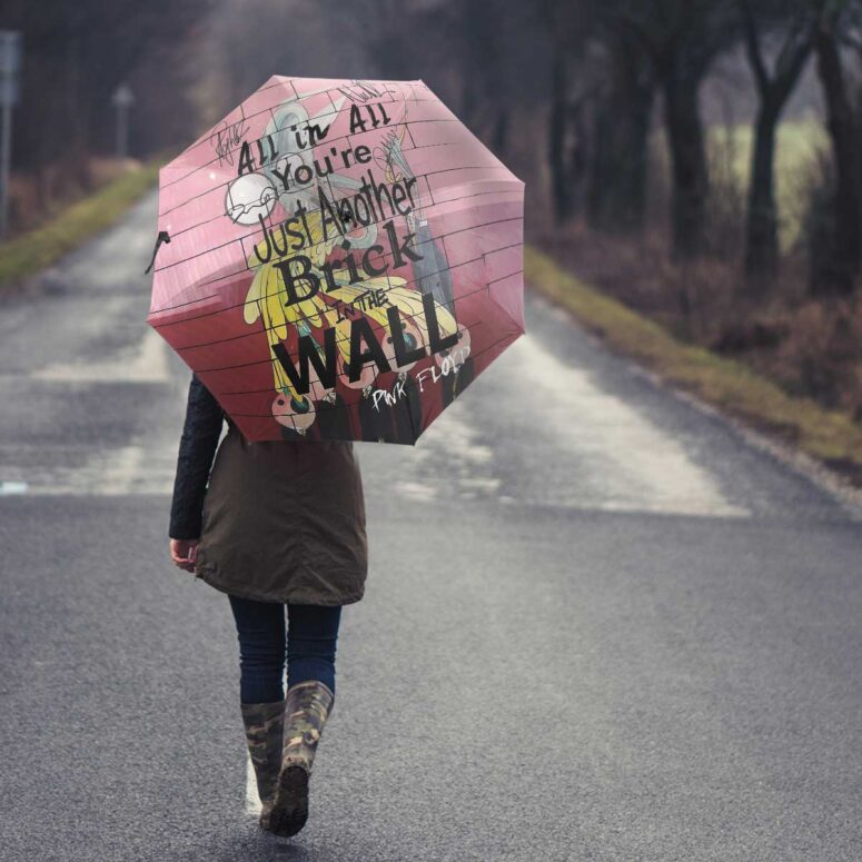 Pink Floyd Umbrella - You Are Just Another Brick In The Wall Signature Pink Floyd Umbrella - You Are Just Another Brick In The Wall Signature