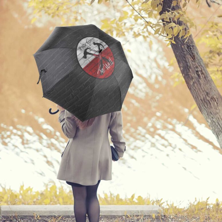 Pink Floyd Umbrella - The Wall Emblem on Brick Background