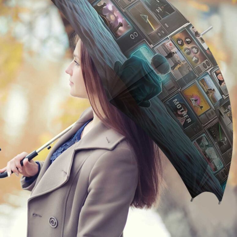 Pink Floyd Umbrella - Boy Watching Pink Floyd Show