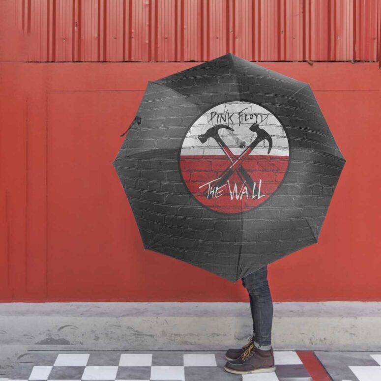 Pink Floyd Umbrella - The Wall Emblem on Brick Background