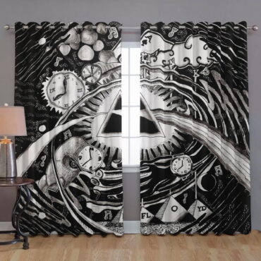 Pink Floyd Window Curtains - DSOTM Hand Draw Art