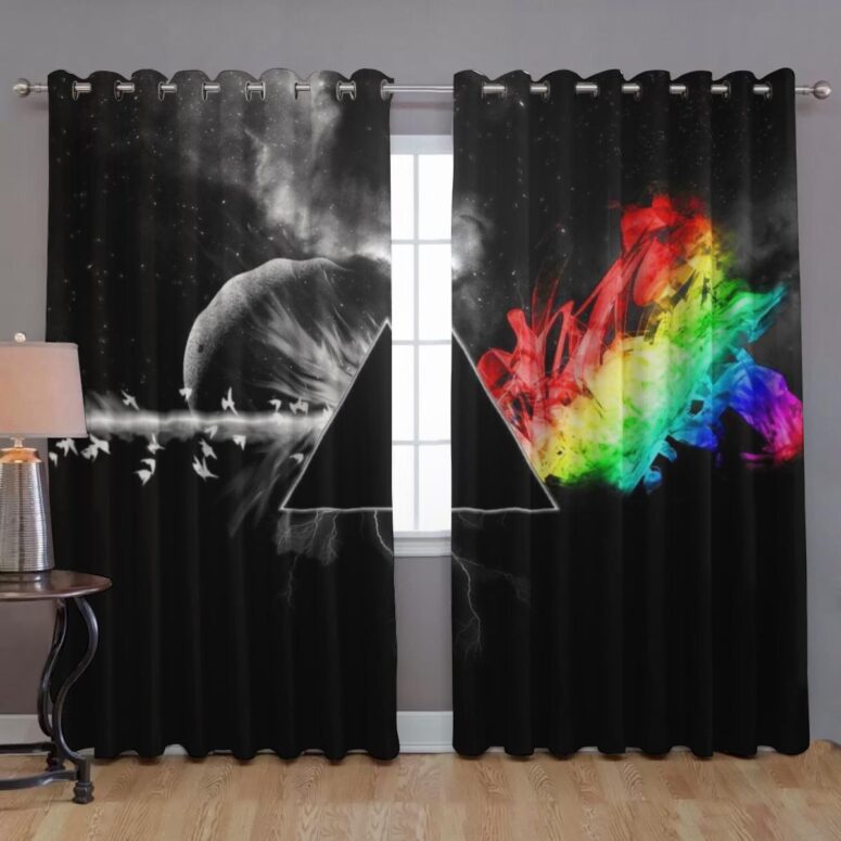 Pink Floyd Window Curtains - Dark Side Of the Moon in Space Digital Art Pink Floyd Window Curtains - Dark Side Of the Moon in Space Digital Art