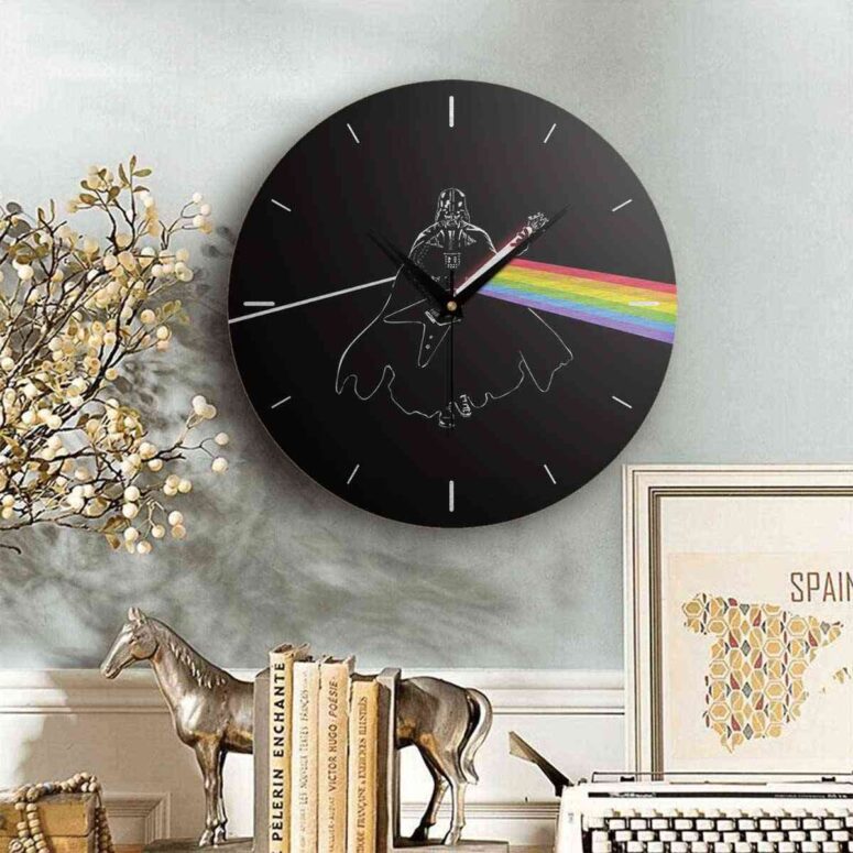 Pink Floyd Wooden Clock - Darth Vader of The Moon Pink Floyd Wooden Clock - Darth Vader of The Moon