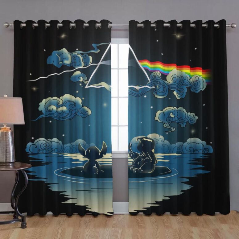 Pink Floyd Window Curtains - Lilo And Stitch Starry Sky Dark Side Of The Moon
