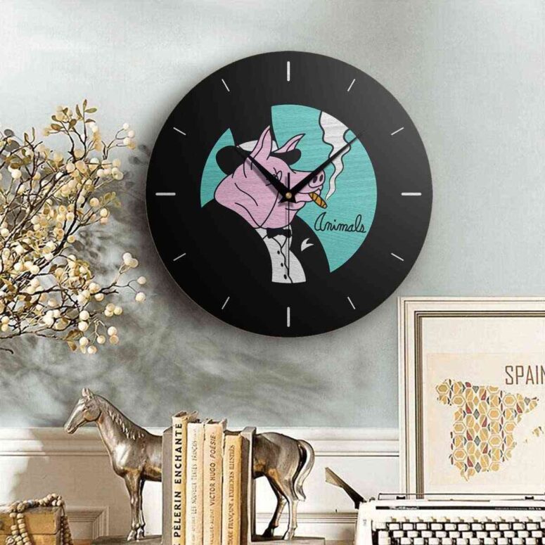 Pink Floyd Wooden Clock - ANIMALS PIG Pink Floyd Wooden Clock - ANIMALS PIG