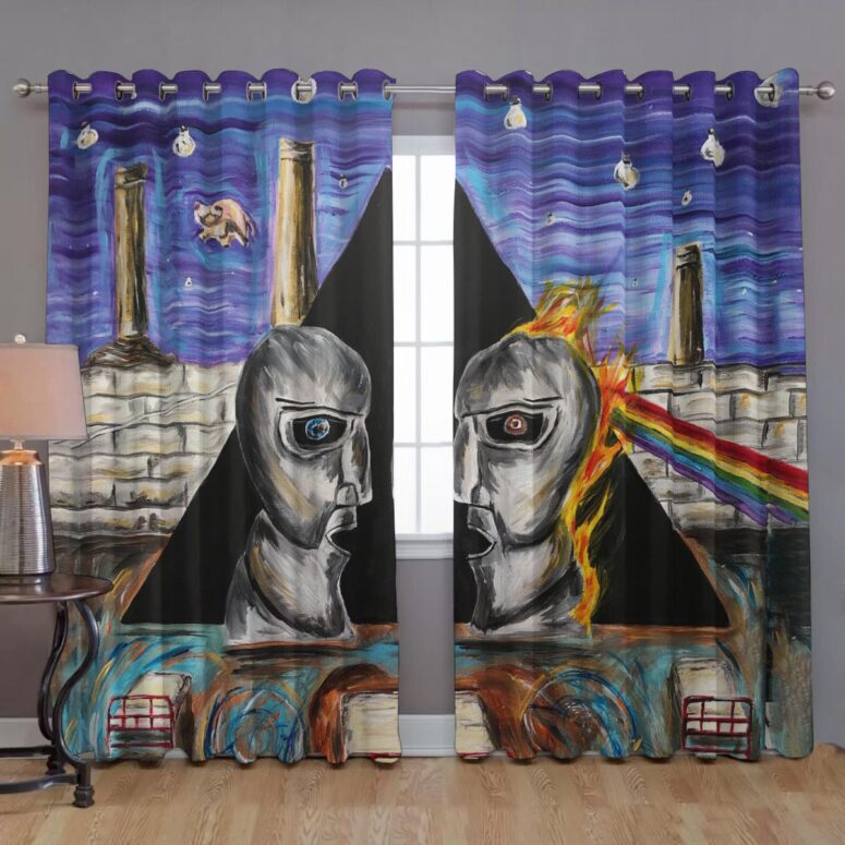 Pink Floyd Window Curtains - Album Cover Drawing Art Pink Floyd Window Curtains - Album Cover Drawing Art