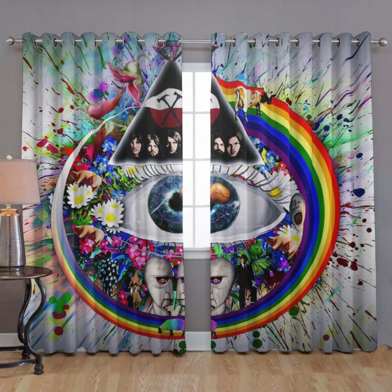 Collage The Wall Pulse DSOTM Flower Diamond Ring Of Rainbow Pink Floyd Window Curtains Collage The Wall Pulse DSOTM Flower Diamond Ring Of Rainbow Pink Floyd Window Curtains