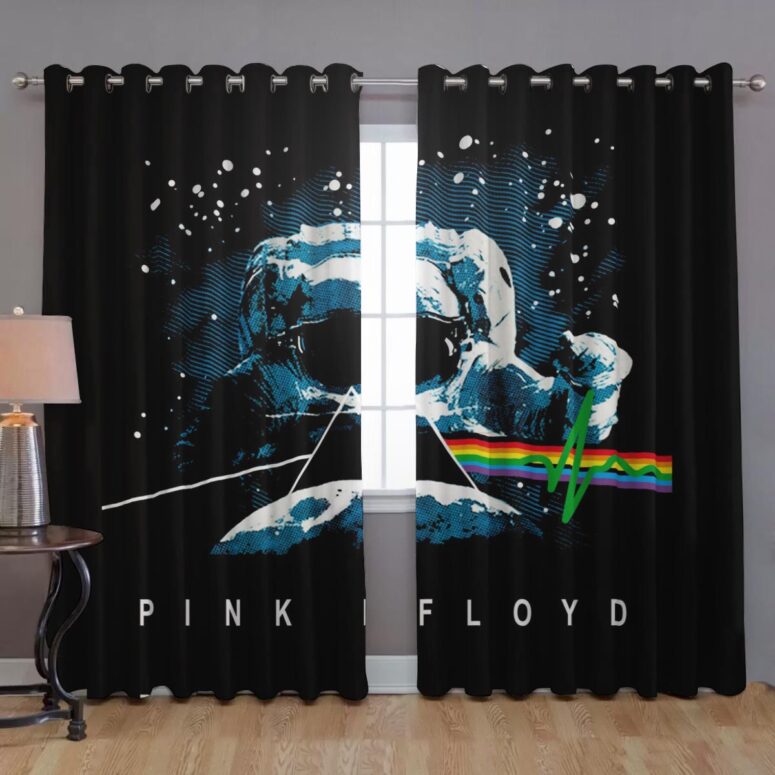 Pink Floyd Window Curtains - Dark Side Of Moon Art Blue