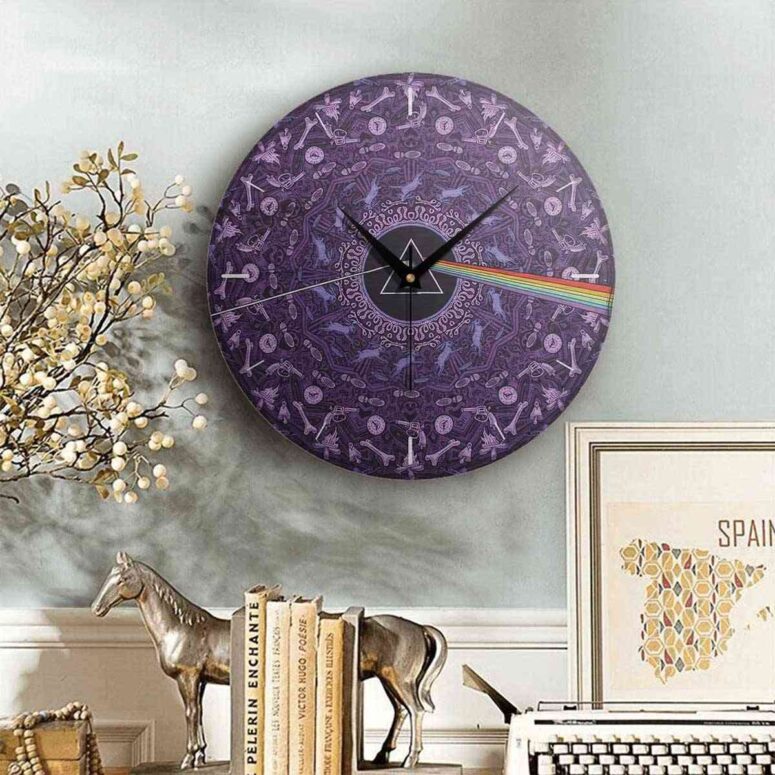 Pink Floyd Wooden Clock - Dark Side of the Moon Album Psychedelic