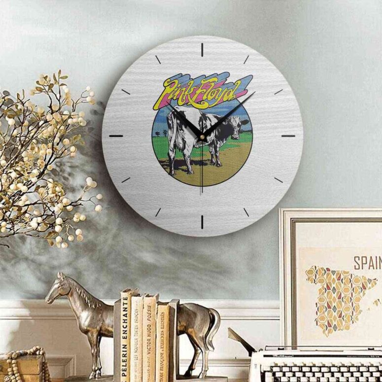 Pink Floyd Wooden Clock - Distant Bells Atom Heart Mother Shirt Pink Floyd Wooden Clock - Distant Bells Atom Heart Mother Shirt