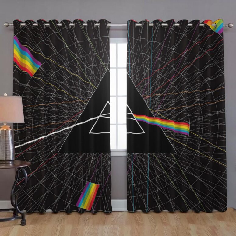 The Dark Side Of The Moon Pink Floyd Window Curtains - Line Art The Dark Side Of The Moon Pink Floyd Window Curtains - Line Art