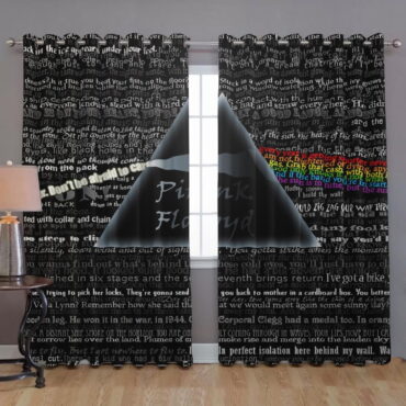 Pink Floyd Window Curtains - Lyric Collage Prism Vintage