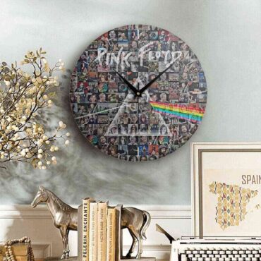 Pink Floyd Wooden Clock - Photo Mosaic Print Art of All Things