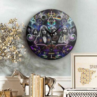 Pink Floyd Wooden Clock - Dark Side Of The Moon Psychedelic Abstract Art