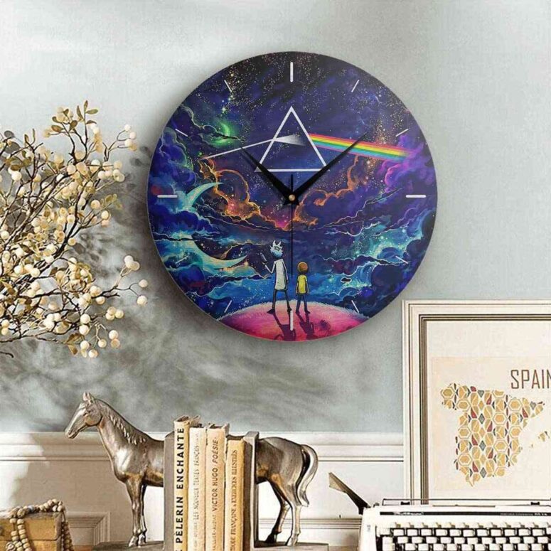 Pink Floyd Wooden Clock - Rick and Morty The Dark Side Of The Moon