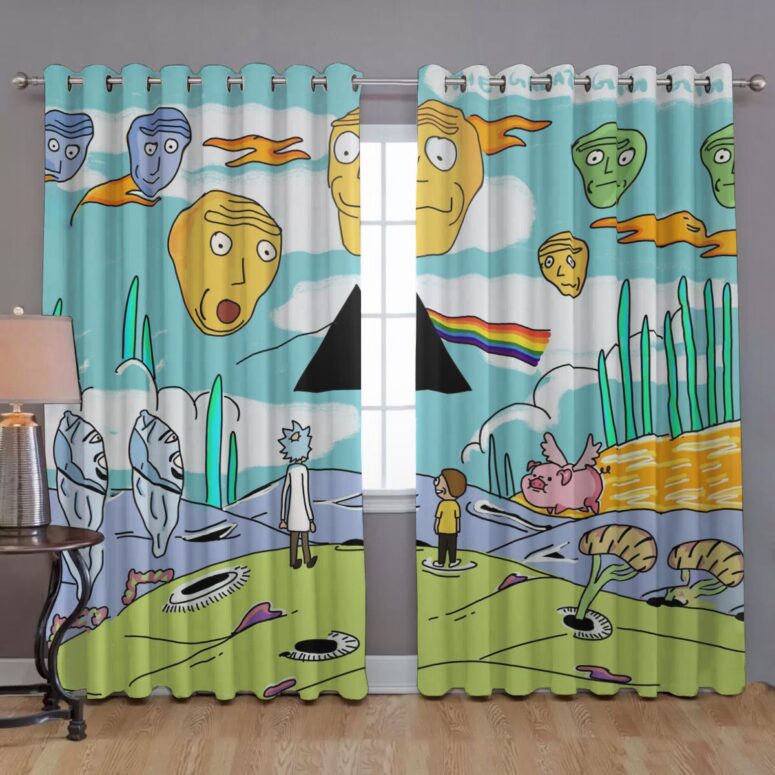 Pink Floyd Window Curtains - Rick and Morty Looking to DSOTM
