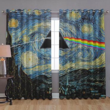 Pink Floyd Window Curtains - Starry Night Dark Side Of The Moon Van Gogh