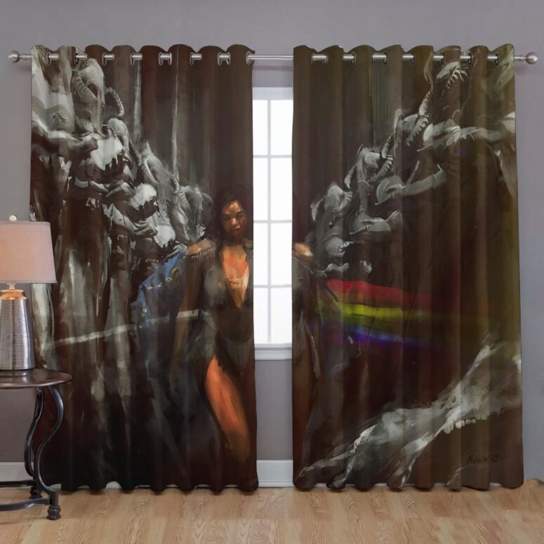The Dark Side Of The Moon Lady Illustration Pink Floyd Window Curtains The Dark Side Of The Moon Lady Illustration Pink Floyd Window Curtains