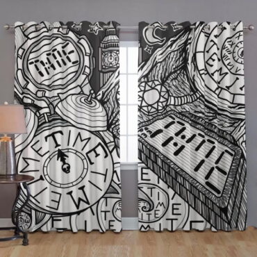 Pink Floyd Window Curtains - Time Hand drawing art