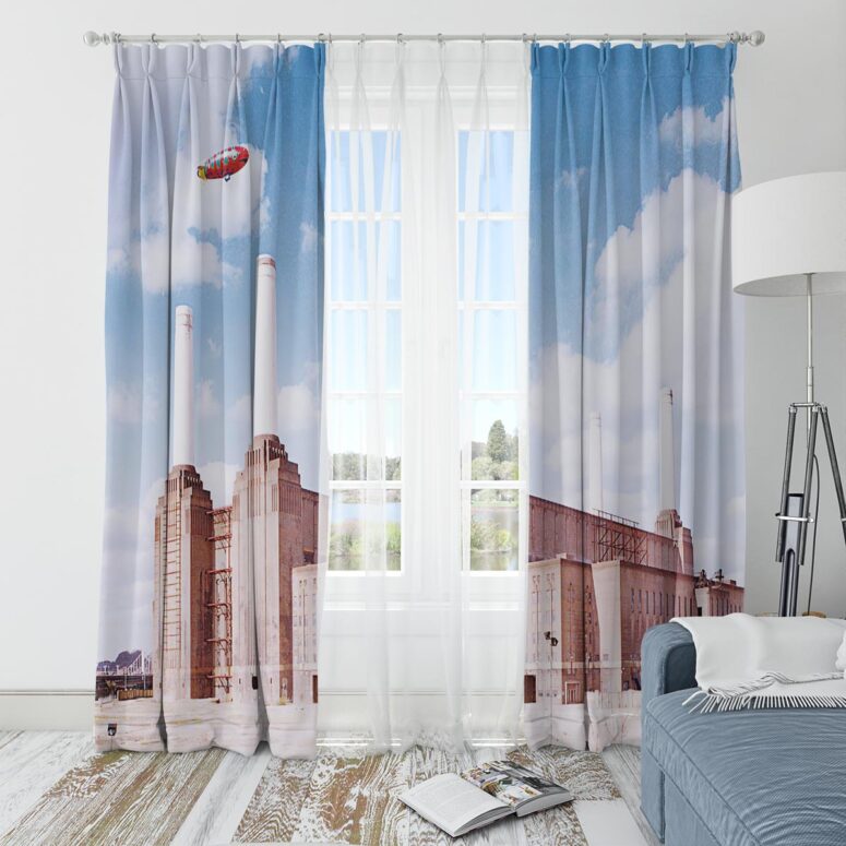 Pink Floyd Window Curtains - Blimp Over Battersea