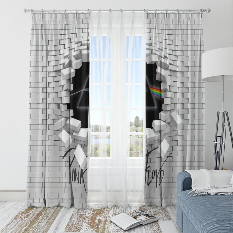 Pink Floyd Window Curtains - Brick In The Wall 3D