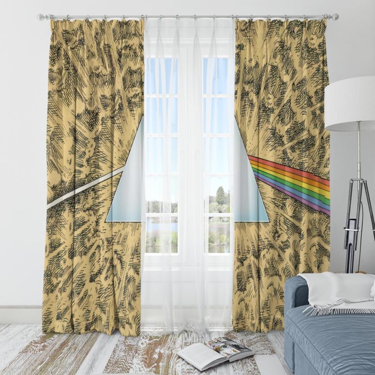 Pink Floyd Window Curtains - Dark Side Of The Moon Cartoon Style Pink Floyd Window Curtains - Dark Side Of The Moon Cartoon Style