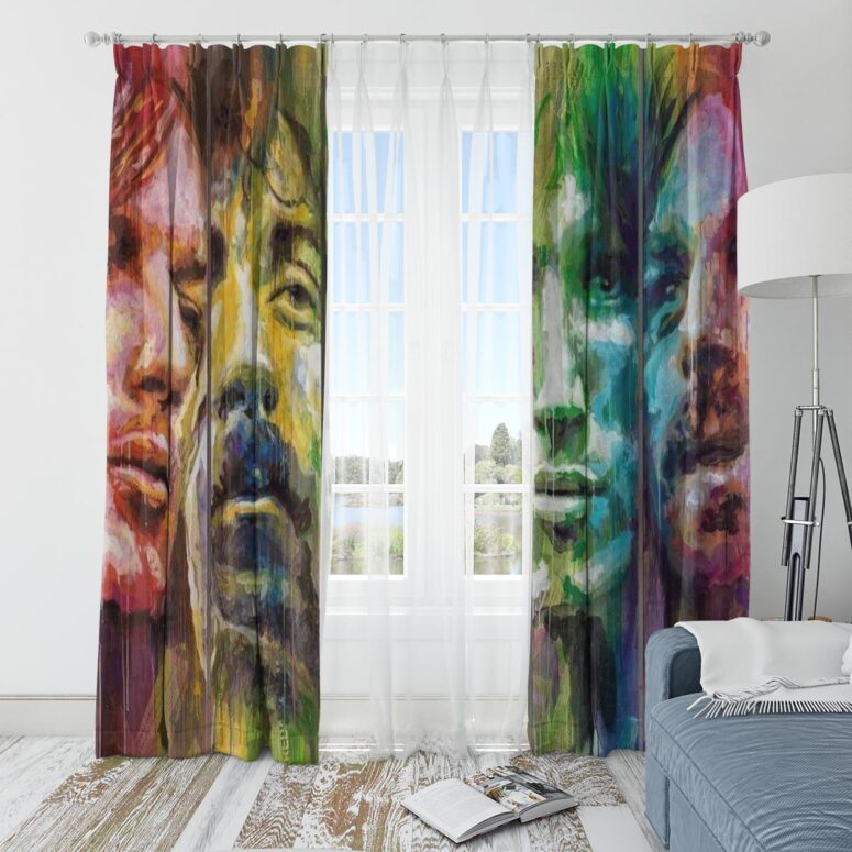 Pink Floyd Band Water Color Art Window Curtains Pink Floyd Band Water Color Art Window Curtains
