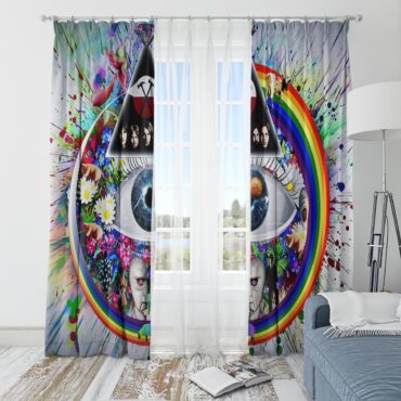 Collage The Wall Pulse DSOTM Flower Diamond Ring Of Rainbow Pink Floyd Window Curtains