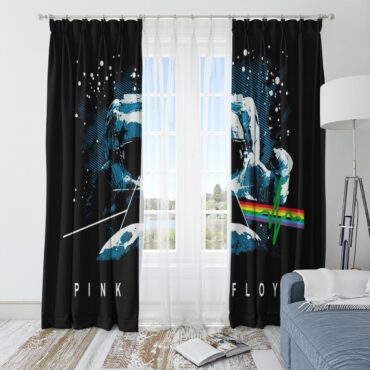 Pink Floyd Window Curtains - Dark Side Of Moon Art Blue