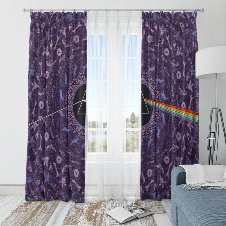Pink Floyd Window Curtains - Dark Side of the Moon Album Psychedelic Pink Floyd Window Curtains - Dark Side of the Moon Album Psychedelic
