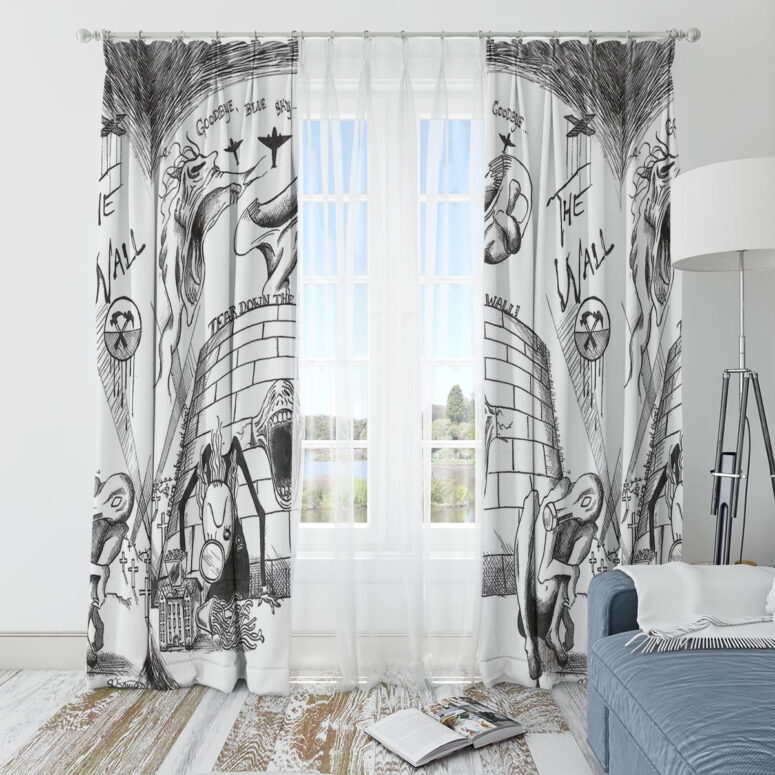 Pink Floyd Window Curtains - Goodbye Blue Sky Tear Down The Wall