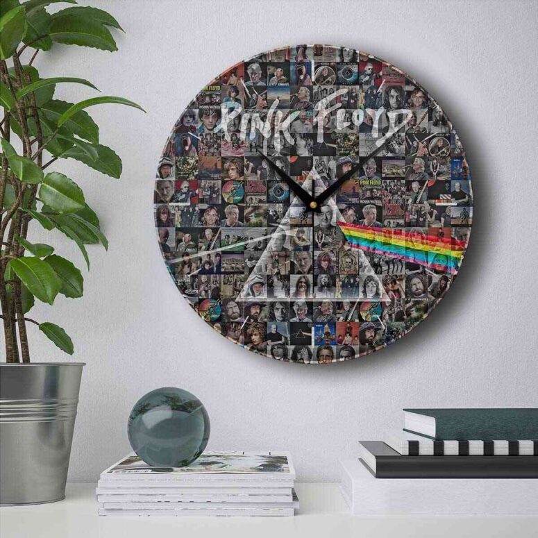 Pink Floyd Wooden Clock - Photo Mosaic Print Art of All Things
