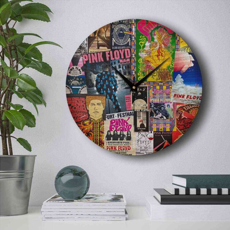 Pink Floyd Wooden Clock - Vintage Rock Concert Posters