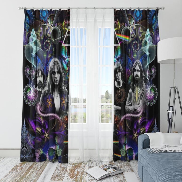 Pink Floyd Window Curtains - Dark Side Of The Moon Psychedelic Abstract Art