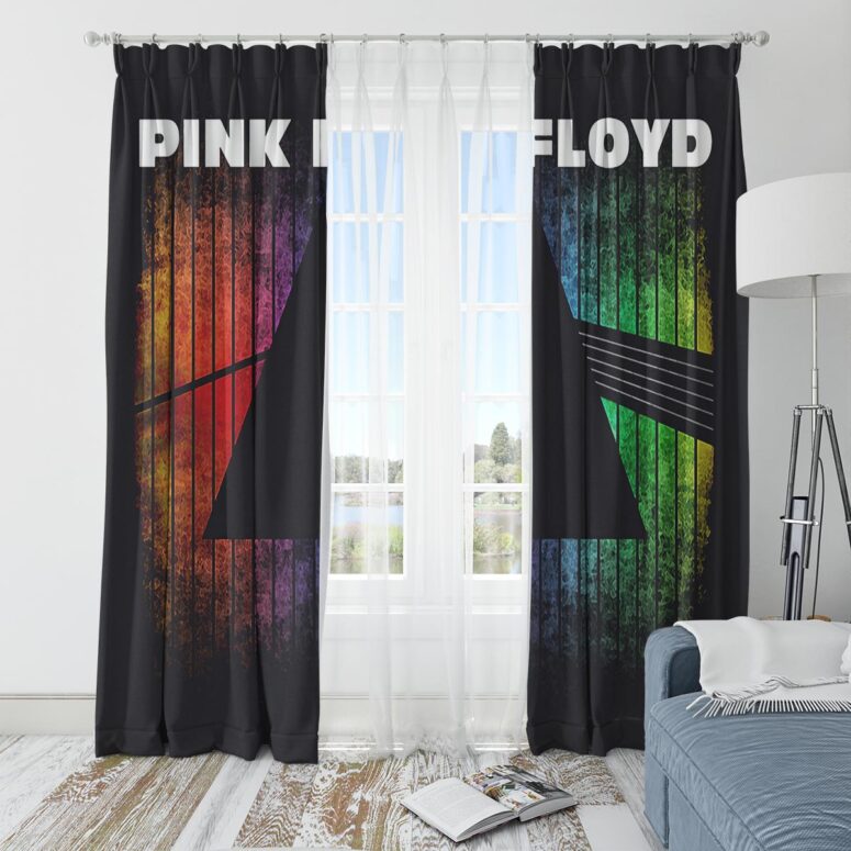 Pink Floyd Window Curtains - Dark Side Of The Moon Prism Rainbow Gradient Pink Floyd Window Curtains - Dark Side Of The Moon Prism Rainbow Gradient