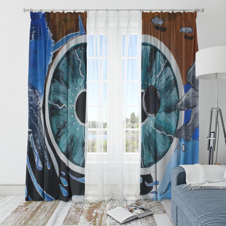 Pink Floyd Window Curtains - Pulse Hand Drawing Art