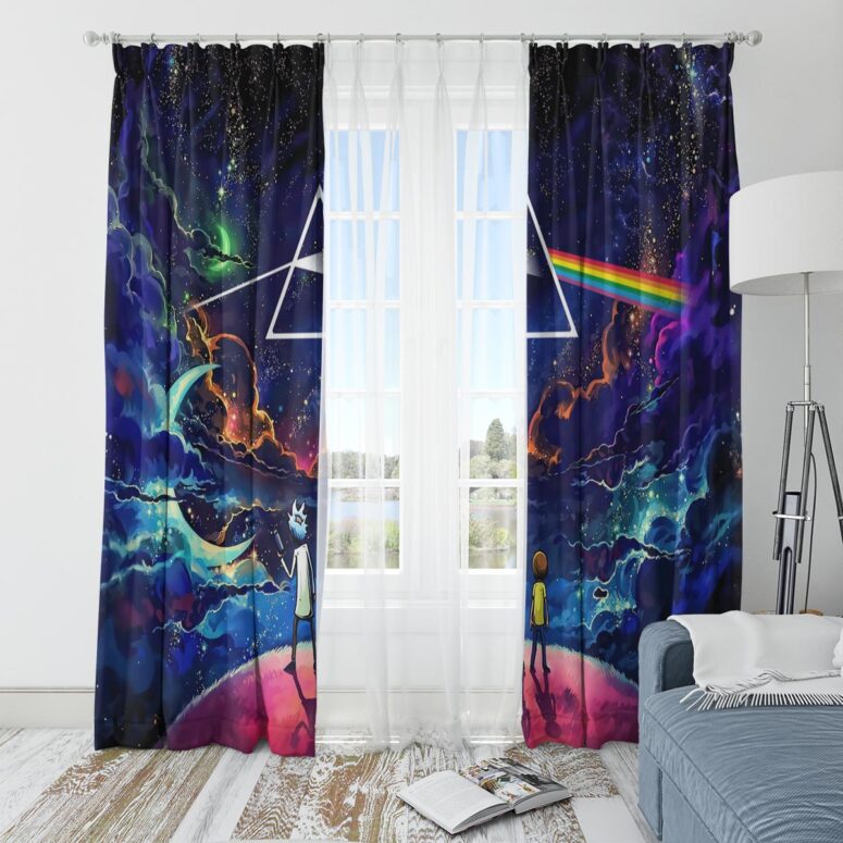 Pink Floyd Window Curtains - Rick and Morty The Dark Side Of The Moon Pink Floyd Window Curtains - Rick and Morty The Dark Side Of The Moon