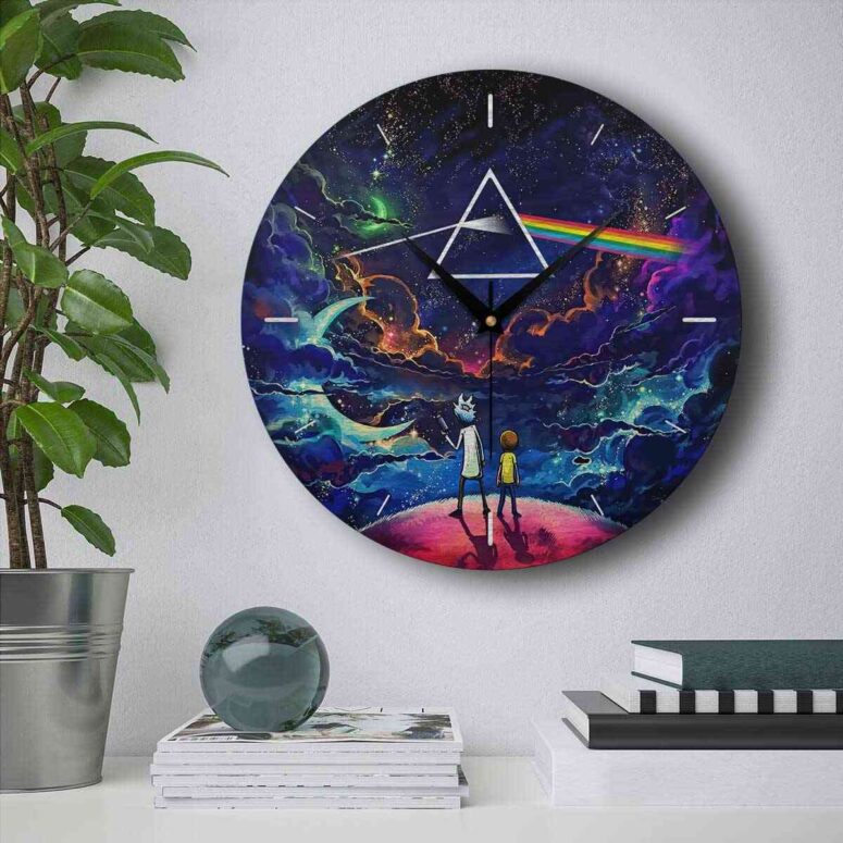 Pink Floyd Wooden Clock - Rick and Morty The Dark Side Of The Moon