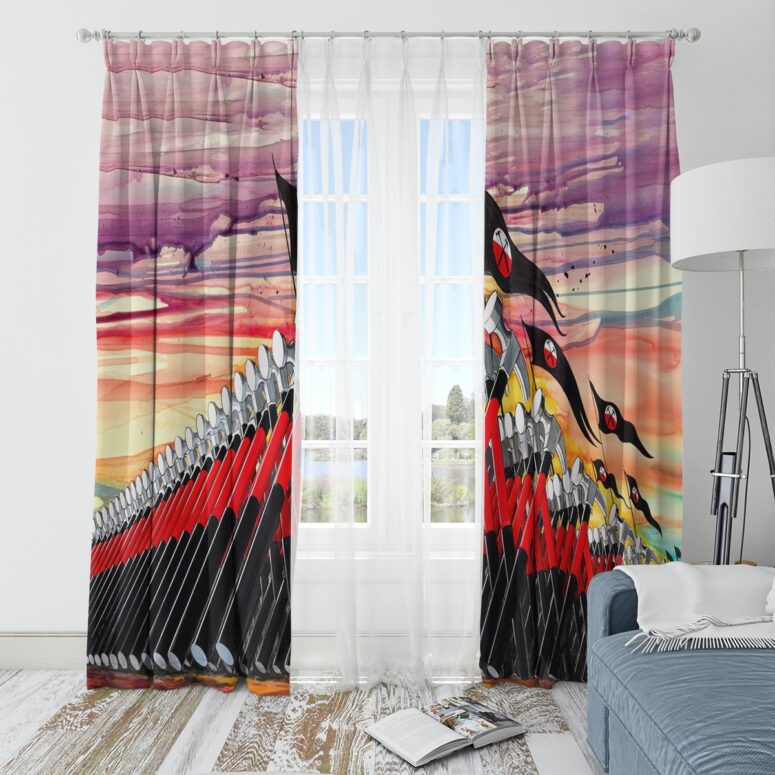 Pink Floyd Window Curtains - The Wall Hammer Drawing Art Pink Floyd Window Curtains - The Wall Hammer Drawing Art