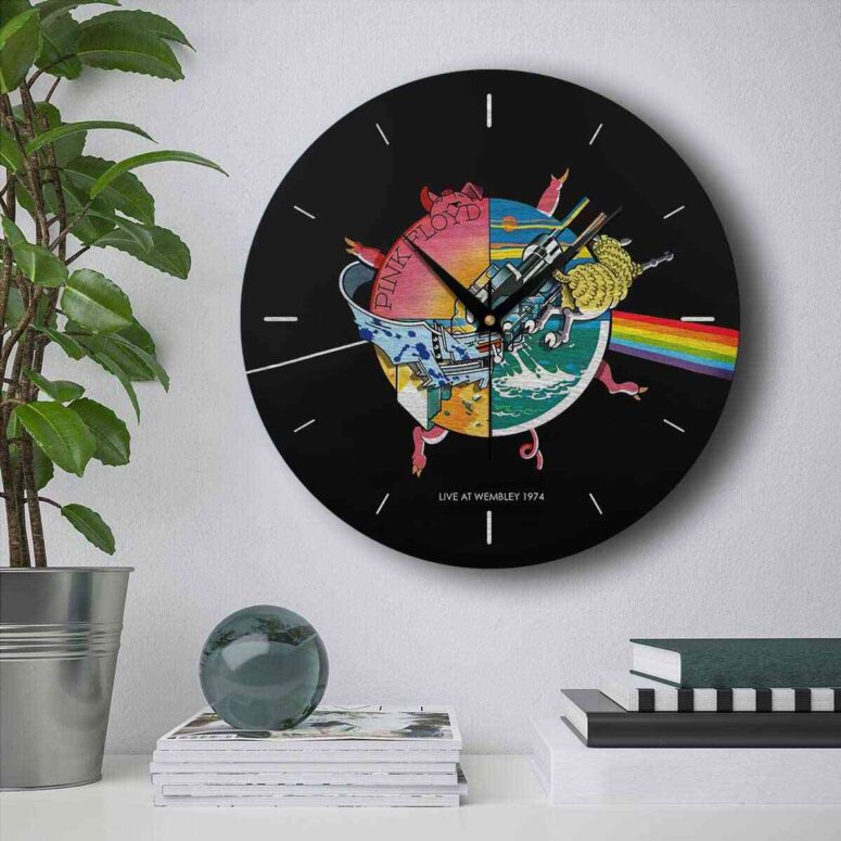 Pink Floyd Wooden Clock - Wish You Were Here Live At WemBley 1974 Pink Floyd Wooden Clock - Wish You Were Here Live At WemBley 1974
