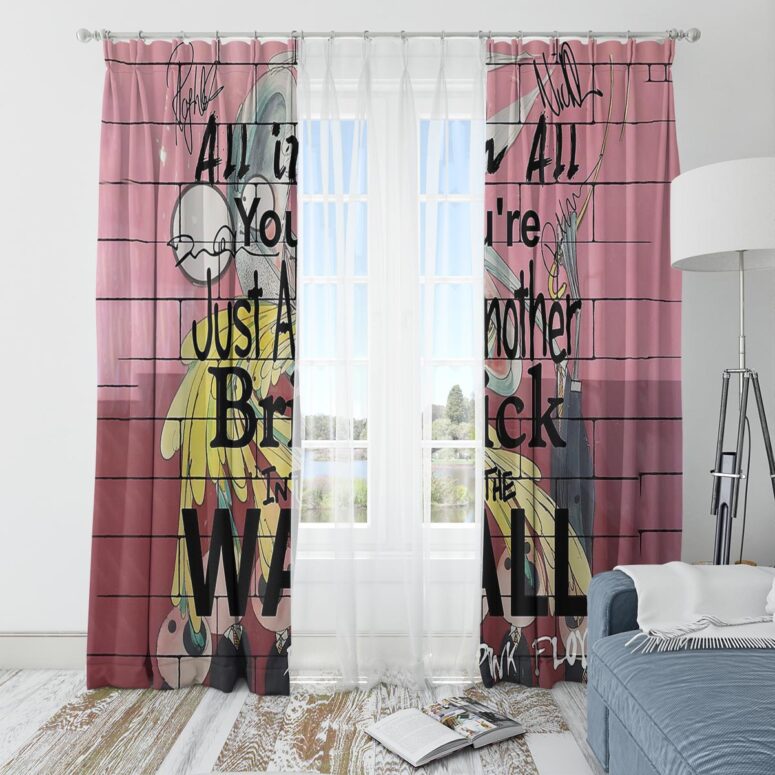 Pink Floyd Window Curtains - You Are Just Another Brick In The Wall Signature Pink Floyd Window Curtains - You Are Just Another Brick In The Wall Signature