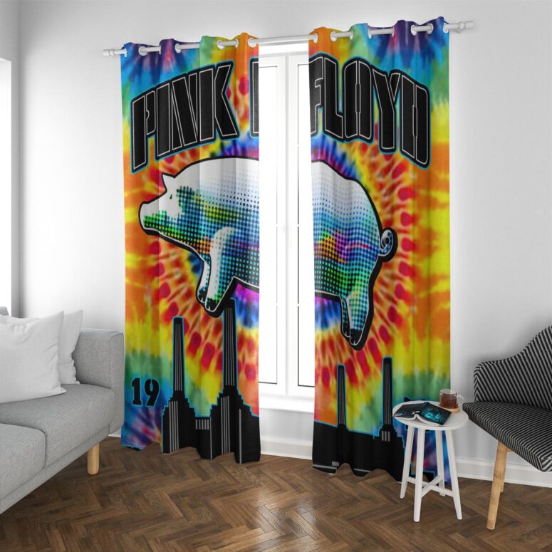 Pink Floyd Window Curtains - Animals 1977 TieDye Pink Floyd Window Curtains - Animals 1977 TieDye