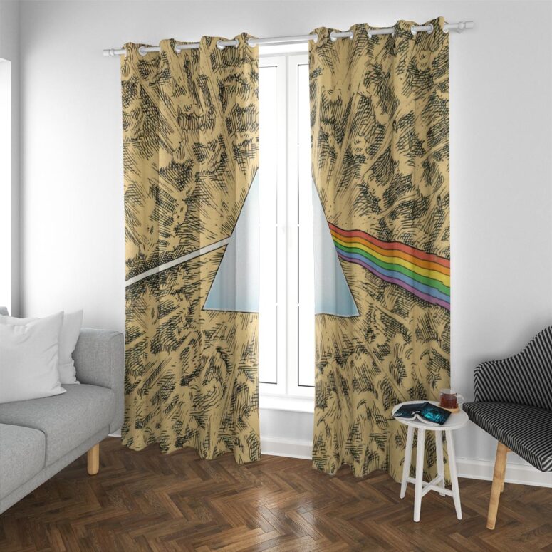 Pink Floyd Window Curtains - Dark Side Of The Moon Cartoon Style Pink Floyd Window Curtains - Dark Side Of The Moon Cartoon Style