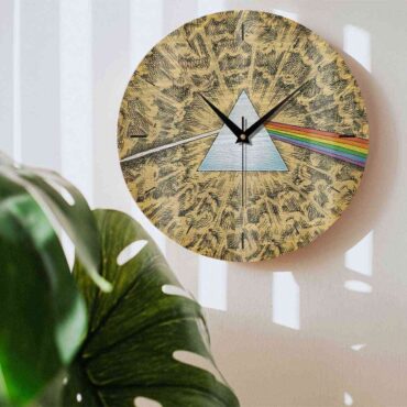 Pink Floyd Wooden Clock - Dark Side Of The Moon Cartoon Style