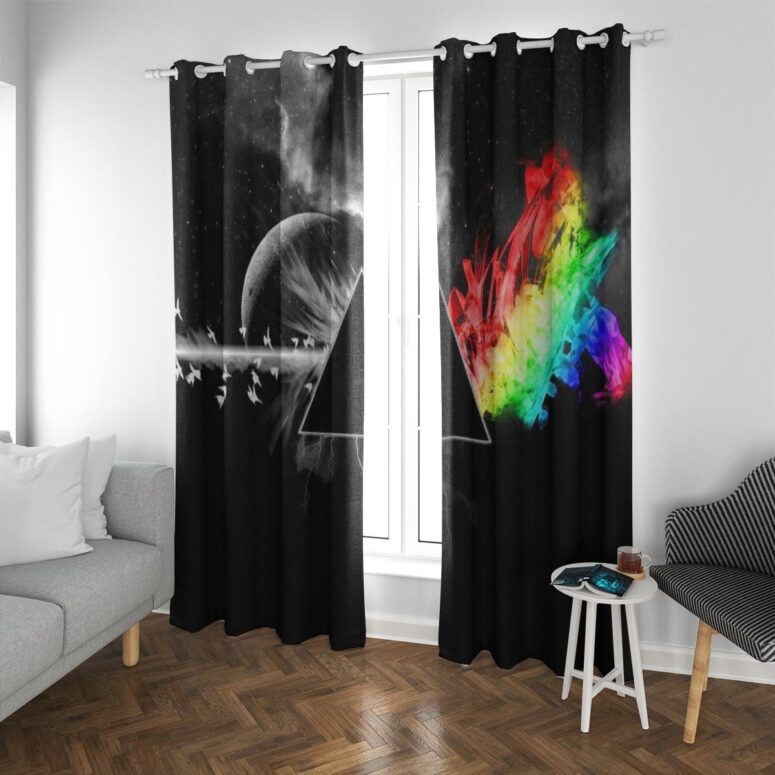 Pink Floyd Window Curtains - Dark Side Of the Moon in Space Digital Art Pink Floyd Window Curtains - Dark Side Of the Moon in Space Digital Art