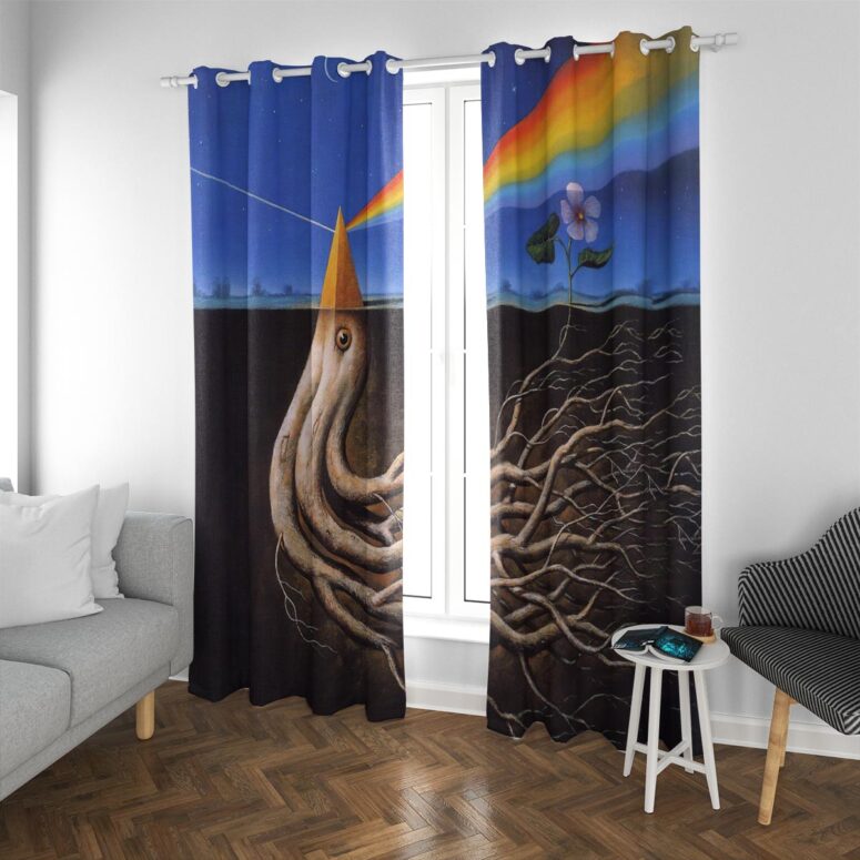 Pink Floyd Window Curtains - Dark Side Of the Root Art Pink Floyd Window Curtains - Dark Side Of the Root Art
