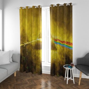 Pink Floyd Window Curtains - Golden Dark Side Of The Moon Pink Floyd Window Curtains - Golden Dark Side Of The Moon